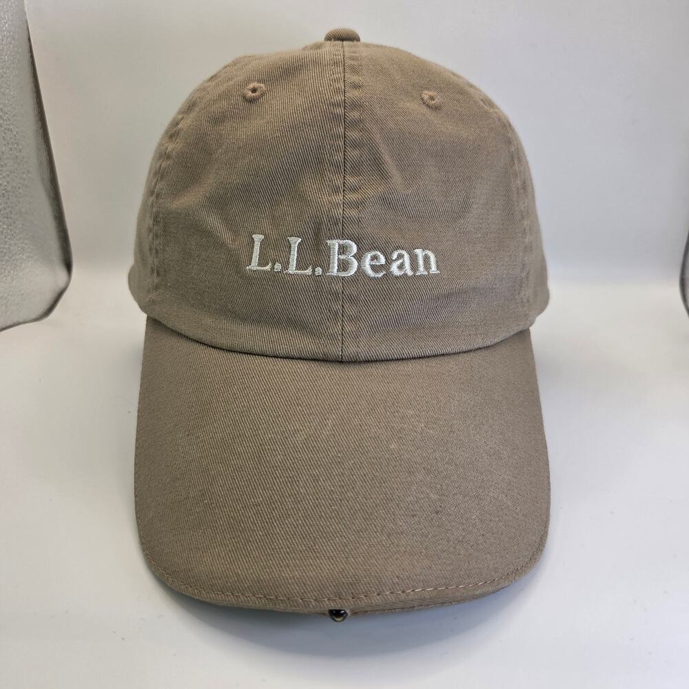 L.L. Bean Khaki LED Lighted Hat Hands-Free Cap Outdoor Fishing Hiking